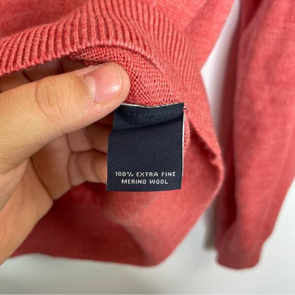 Hart Schaffner Marx Extra Fine Merino Wool pink knit sweater V-neck size XLT - Picture 2 of 10